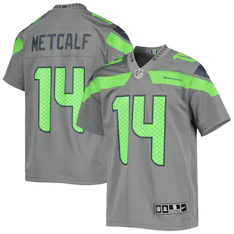 youth nike dk metcalf gray seattle seahawks inverted team g